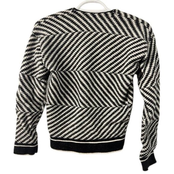 Stile Benetton (UCOB) black and white pattern wool knit cardigan sweater size M - Picture 5 of 5